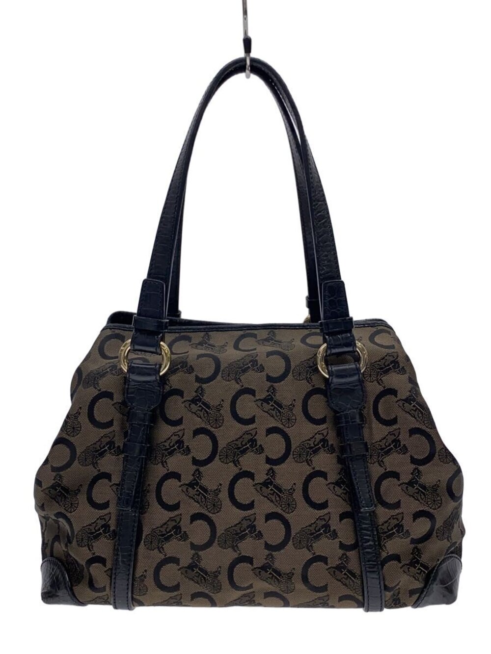 Celine Macadam Canvas Leather Shoulder Tote Bag Brown Black
